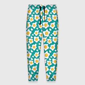 Мужские брюки 3D с принтом Яичница в Ухте, 100% полиэстер | манжеты по низу, эластичный пояс регулируется шнурком, по бокам два кармана без застежек, внутренняя часть кармана из мелкой сетки | Тематика изображения на принте: egg | eggs | food | ornament | pattern | еда | орнамент | узор | яичница | яйца | яйцо