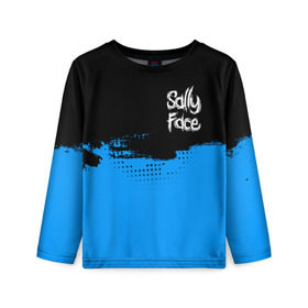 Детский лонгслив 3D с принтом Sally Face в Ухте, 100% полиэстер | длинные рукава, круглый вырез горловины, полуприлегающий силуэт
 | blue | face | fisher | game | games | gizmo | hair | larry | mask | sally | волосы | гизмо | голубые | игра | игры | ларри | маска | протез | сали | салли | синие | синий | триллер | ужасы | фейс | фишер | фэйс | хоррор