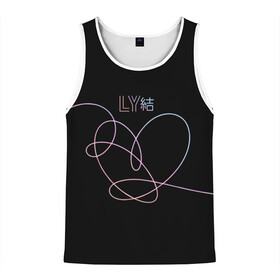 Мужская майка 3D с принтом BTS LOVE YOURSELF | БТС в Ухте, 100% полиэстер | круглая горловина, приталенный силуэт, длина до линии бедра. Пройма и горловина окантованы тонкой бейкой | bangtan boys | bt21 | bts | bts army | bts stickers | j hope | jimin | jin | jungkook | k pop | rap monster | rapmon | suga | v | бтс | корея | стикеры bts