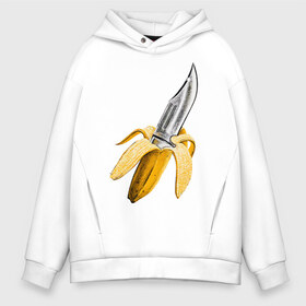 Мужское худи Oversize хлопок с принтом BANANA в Ухте, френч-терри — 70% хлопок, 30% полиэстер. Мягкий теплый начес внутри —100% хлопок | боковые карманы, эластичные манжеты и нижняя кромка, капюшон на магнитной кнопке | Тематика изображения на принте: banana | knife | pop art | банан | нож | оружие | поп арт