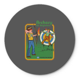 Коврик круглый с принтом Archery в Ухте, резина и полиэстер | круглая форма, изображение наносится на всю лицевую часть | Тематика изображения на принте: 80 е | 80s | 90 е | 90s | oldschool | retro | retrowave | stranger thing | vintage | винтаж | олдскул | ретро | ретровейв | странные дела