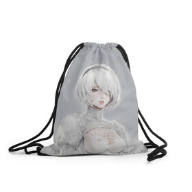 Рюкзак-мешок 3D с принтом YoRHa в Ухте, 100% полиэстер | плотность ткани — 200 г/м2, размер — 35 х 45 см; лямки — толстые шнурки, застежка на шнуровке, без карманов и подкладки | 2b | 9s | automata | game | nier | yorha | игра | ниа | нир | отомата
