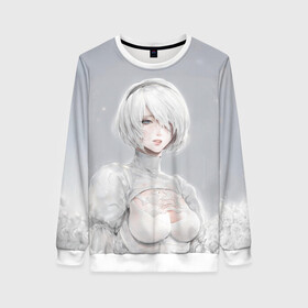 Женский свитшот 3D с принтом YoRHa в Ухте, 100% полиэстер с мягким внутренним слоем | круглый вырез горловины, мягкая резинка на манжетах и поясе, свободная посадка по фигуре | 2b | 9s | automata | game | nier | yorha | игра | ниа | нир | отомата