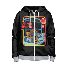 Детская толстовка 3D на молнии с принтом Satan Waitin в Ухте, 100% полиэстер |  манжеты и пояс оформлены широкой мягкой резинкой, двухслойный капюшон со шнурком для регулировки, спереди карманы и застежка-молния
 | 80 е | 80s | 90 е | 90s | oldschool | retro | retrowave | stranger thing | vintage | винтаж | олдскул | ретро | ретровейв | странные дела