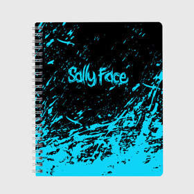 Тетрадь с принтом SALLY FACE в Ухте, 100% бумага | 48 листов, плотность листов — 60 г/м2, плотность картонной обложки — 250 г/м2. Листы скреплены сбоку удобной пружинной спиралью. Уголки страниц и обложки скругленные. Цвет линий — светло-серый
 | face | game | horror | sally | sally face | игра | мальчик с протезом | салли | салли фейс | ужасы