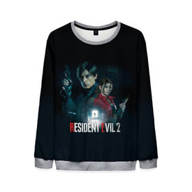 Мужской свитшот 3D с принтом Resident Evil 2 в Ухте, 100% полиэстер с мягким внутренним слоем | круглый вырез горловины, мягкая резинка на манжетах и поясе, свободная посадка по фигуре | Тематика изображения на принте: 2 | biohazard | claire | evil | horror | raccoon | resident | survival | t virus | t вирус | выживание | зла | кеннеди | клэр | леон | обитель | раккун | редфилд | скотт | ужас
