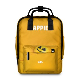 Женский рюкзак 3D с принтом Marshmello. Happier в Ухте, 100% полиэстер | лямки с регулируемой длиной, сверху ручки, чтобы рюкзак нести как сумку. Основное отделение закрывается на молнию, как и внешний карман. Внутри два дополнительных кармана, один из которых закрывается на молнию. По бокам два дополнительных кармашка, куда поместится маленькая бутылочка
 | christopher | comstock | dj | dotcom | friends | marshmallow | marshmello | usa | диджей | друзья | комсток | крис | маршмэллоу | продюсер | сша