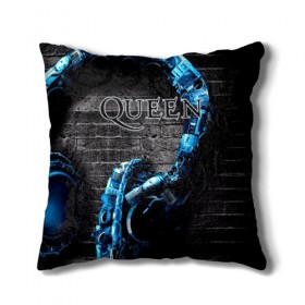 Подушка 3D с принтом Queen в Ухте, наволочка – 100% полиэстер, наполнитель – холлофайбер (легкий наполнитель, не вызывает аллергию). | состоит из подушки и наволочки. Наволочка на молнии, легко снимается для стирки | Тематика изображения на принте: 