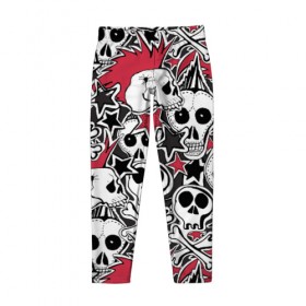 Детские леггинсы 3D с принтом Черепа панки в Ухте, полиэстер 85%, спандекс 15% | эластичный пояс, зауженный крой | 