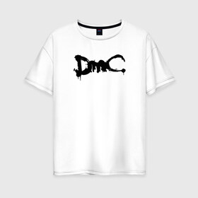 Женская футболка хлопок Oversize с принтом DMC (НА СПИНЕ) в Ухте, 100% хлопок | свободный крой, круглый ворот, спущенный рукав, длина до линии бедер
 | dante | devil may cry | devil may cry 5 | dmc | game | hell | play | sword | ад | данте | игры | компьютерные игры 2019 | меч