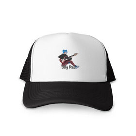 Кепка тракер с сеткой с принтом Sally Face в Ухте, трикотажное полотно; задняя часть — сетка | длинный козырек, универсальный размер, пластиковая застежка | blue | diane | face | fisher | gizmo | henry | johnson | killer | larry | sally | генри | гизмо | джонсон | диана | ларри | лицо | салли | фейс | фишер