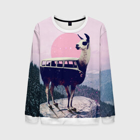 Мужской свитшот 3D с принтом Lamabus в Ухте, 100% полиэстер с мягким внутренним слоем | круглый вырез горловины, мягкая резинка на манжетах и поясе, свободная посадка по фигуре | big | арт | крупные арты | крупные принты | сумасшедшие арты