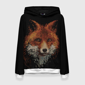 Женская толстовка 3D Лиса маслом: в Ухте, 100% полиэстер  | двухслойный капюшон со шнурком для регулировки, мягкие манжеты на рукавах и по низу толстовки, спереди карман-кенгуру с мягким внутренним слоем. | big | арт | крупные арты | крупные принты | сумасшедшие арты