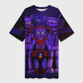 Платье-футболка 3D с принтом Five Nights at Freddys в Ухте,  |  | five nights at freddy s | game | horror | игры | механические куклы | ночь | охранник | пять ночей у фредди | светящиеся глаза | ужас