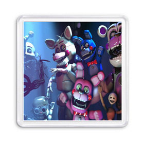 Магнит 55*55 с принтом Five Nights at Freddy`s в Ухте, Пластик | Размер: 65*65 мм; Размер печати: 55*55 мм | five nights at freddy s | game | horror | игры | механические куклы | ночь | охранник | пять ночей у фредди | светящиеся глаза | ужас