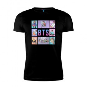 Мужская футболка премиум BTS: в Ухте, 92% хлопок, 8% лайкра | приталенный силуэт, круглый вырез ворота, длина до линии бедра, короткий рукав | bangtan boys | bt21 | bts | bts army | bts stickers | j hope | jimin | jin | jungkook | k pop | rap monster | rapmon | suga | v | бтс | корея | стикеры bts