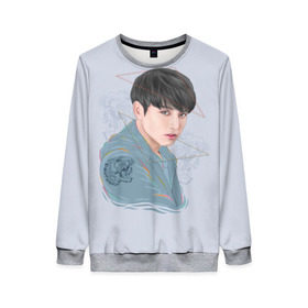 Женский свитшот 3D с принтом Jeon Jungkook в Ухте, 100% полиэстер с мягким внутренним слоем | круглый вырез горловины, мягкая резинка на манжетах и поясе, свободная посадка по фигуре | bts | gucci | jeon jungkook | k pop | korean pop | music | бтс | гуси | гучи | гуччи | кей поп | коллаб | чон чонгук