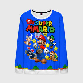 Мужской свитшот 3D с принтом Mario MMA в Ухте, 100% полиэстер с мягким внутренним слоем | круглый вырез горловины, мягкая резинка на манжетах и поясе, свободная посадка по фигуре | bad boy | mma | драка | марио | мма