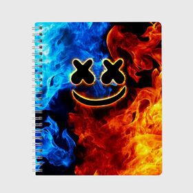 Тетрадь с принтом Marshmello Cosmos в Ухте, 100% бумага | 48 листов, плотность листов — 60 г/м2, плотность картонной обложки — 250 г/м2. Листы скреплены сбоку удобной пружинной спиралью. Уголки страниц и обложки скругленные. Цвет линий — светло-серый
 | marshmello | диджей | звезды | клуб | клубная музыка | космос | маршмеллоу | маршмэлло | маршмэллоу | музыка | небо | ночь | электронная