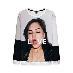 Мужской свитшот 3D с принтом Sasha Grey LOVE в Ухте, 100% полиэстер с мягким внутренним слоем | круглый вырез горловины, мягкая резинка на манжетах и поясе, свободная посадка по фигуре | brazzers | грей | лицо | любовь | рот | саша