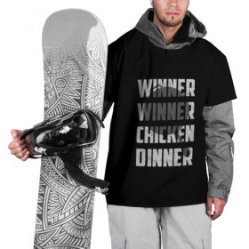 Накидка на куртку 3D с принтом WINNER WINNER CHICKEN DINNER в Ухте, 100% полиэстер |  | action | battlegrounds | chiken | game | online | playerunknown’s | pubg | игры | камуфляж | курица | наемники | огонь | пабг | пубг | сковорода | солдаты | шутер