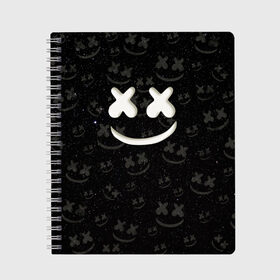 Тетрадь с принтом Marshmello Cosmos в Ухте, 100% бумага | 48 листов, плотность листов — 60 г/м2, плотность картонной обложки — 250 г/м2. Листы скреплены сбоку удобной пружинной спиралью. Уголки страниц и обложки скругленные. Цвет линий — светло-серый
 | marshmello | диджей | звезды | клуб | клубная музыка | космос | маршмеллоу | маршмэлло | маршмэллоу | музыка | небо | ночь | электронная