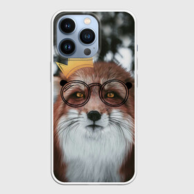Чехол для iPhone 13 Pro с принтом Лиса в Ухте,  |  | Тематика изображения на принте: голова | животные | корона | лиса | лиса в  очках | лиса в короне | лисичка | лицо | мордочка | очки | прикол | природа | рыжая | смешные животные | юмор