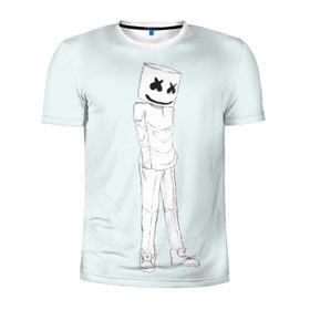 Мужская футболка 3D спортивная с принтом Marshmello в Ухте, 100% полиэстер с улучшенными характеристиками | приталенный силуэт, круглая горловина, широкие плечи, сужается к линии бедра | 