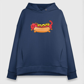 Женское худи Oversize хлопок с принтом Hot Cat в Ухте, френч-терри — 70% хлопок, 30% полиэстер. Мягкий теплый начес внутри —100% хлопок | боковые карманы, эластичные манжеты и нижняя кромка, капюшон на магнитной кнопке | dog | булочка | бургер | вкусняшка | горчица | еда | кот | котейка | котенок | котик | котэ | котя | кошка | мимими | пп | сосиска | фастфуд | хотдог