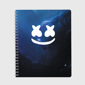 Тетрадь с принтом Space Marshmello в Ухте, 100% бумага | 48 листов, плотность листов — 60 г/м2, плотность картонной обложки — 250 г/м2. Листы скреплены сбоку удобной пружинной спиралью. Уголки страниц и обложки скругленные. Цвет линий — светло-серый
 | chris comstock | electronic | joytime iii | marshmello | клубная | маршмелло | маршмеллоу | электронная музыка