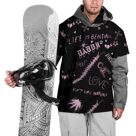 Накидка на куртку 3D с принтом LIL PEEP - Life Is Beautiful в Ухте, 100% полиэстер |  | Тематика изображения на принте: beautiful | broken | daddy | dead | exclusive | heart | life | lil | lilpeep | music | peep | pump | rap | rapper | rip | tattoo | густав | лил | лилпип | мертв | память | пип | рип | рэп | рэпер | сердечко | сердце | тату | умер