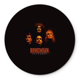Коврик для мышки круглый с принтом Queen Bohemian Rhapsody в Ухте, резина и полиэстер | круглая форма, изображение наносится на всю лицевую часть | queen | брайан мэи | британская | группа | джон дикон | королева | роджер тейлор | рок | фредди меркьюри