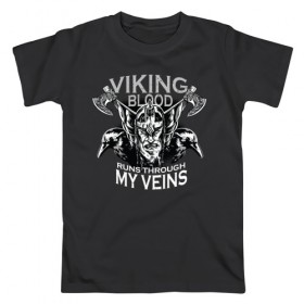 Мужская футболка хлопок с принтом Викинг в Ухте, 100% хлопок | прямой крой, круглый вырез горловины, длина до линии бедер, слегка спущенное плечо. | viking | викинг | викинги | ворон