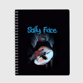 Тетрадь с принтом Sally Face в Ухте, 100% бумага | 48 листов, плотность листов — 60 г/м2, плотность картонной обложки — 250 г/м2. Листы скреплены сбоку удобной пружинной спиралью. Уголки страниц и обложки скругленные. Цвет линий — светло-серый
 | sally face | загадка | лицо | протез | салли фейс | соседи | странные | тайна | ужас | фишер