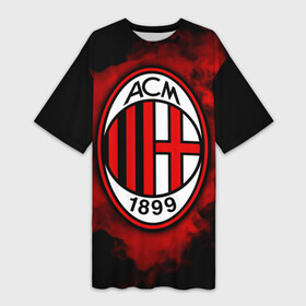 Платье-футболка 3D с принтом Милан в Ухте,  |  | ac milan | diavolo | milan | rossoneri | дьяволы | италия | красно чёрные | милан | серия а | форма | футбол | футболист | футбольная | футбольный клуб