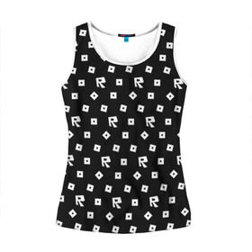 Женская майка 3D с принтом ROBLOX в Ухте, 100% полиэстер | круглая горловина, прямой силуэт, длина до линии бедра | game | gamer | logo | minecraft | roblox | simulator | игра | конструктор | лого | симулятор | строительство | фигура