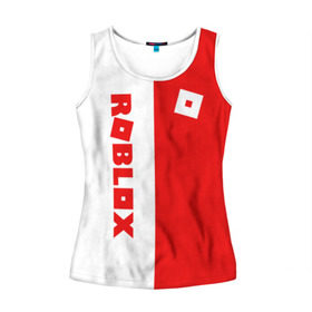 Женская майка 3D с принтом ROBLOX в Ухте, 100% полиэстер | круглая горловина, прямой силуэт, длина до линии бедра | game | gamer | logo | minecraft | roblox | simulator | игра | конструктор | лого | симулятор | строительство | фигура