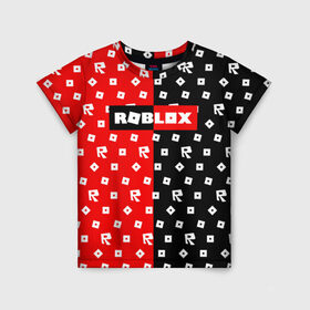 Детская футболка 3D с принтом ROBLOX в Ухте, 100% гипоаллергенный полиэфир | прямой крой, круглый вырез горловины, длина до линии бедер, чуть спущенное плечо, ткань немного тянется | game | gamer | logo | minecraft | roblox | simulator | игра | конструктор | лого | симулятор | строительство | фигура