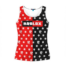Женская майка 3D с принтом ROBLOX в Ухте, 100% полиэстер | круглая горловина, прямой силуэт, длина до линии бедра | game | gamer | logo | minecraft | roblox | simulator | игра | конструктор | лого | симулятор | строительство | фигура