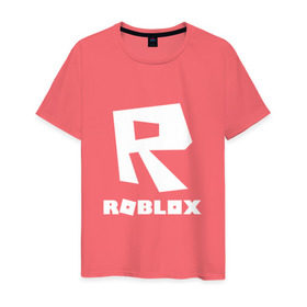 Мужская футболка хлопок с принтом ROBLOX в Ухте, 100% хлопок | прямой крой, круглый вырез горловины, длина до линии бедер, слегка спущенное плечо. | game | gamer | logo | minecraft | roblox | simulator | игра | конструктор | лого | симулятор | строительство | фигура