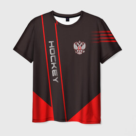 Мужская футболка 3D с принтом Hockey в Ухте, 100% полиэфир | прямой крой, круглый вырез горловины, длина до линии бедер | hockey | sport | борьба | линии | мячом | надпись | полосы | россии | россия | рф | с | сборная | символ | состязание | спорт | спортсмен | флаг | хоккеист | хоккей | шайба | шайбой