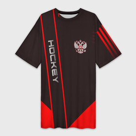 Платье-футболка 3D с принтом Hockey в Ухте,  |  | hockey | sport | борьба | линии | мячом | надпись | полосы | россии | россия | рф | с | сборная | символ | состязание | спорт | спортсмен | флаг | хоккеист | хоккей | шайба | шайбой