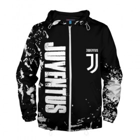 Мужская ветровка 3D с принтом Juventus в Ухте, 100% полиэстер | подол и капюшон оформлены резинкой с фиксаторами, два кармана без застежек по бокам, один потайной карман на груди | 