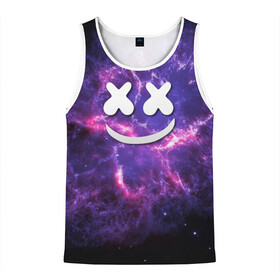 Мужская майка 3D с принтом Marshmello Cosmos в Ухте, 100% полиэстер | круглая горловина, приталенный силуэт, длина до линии бедра. Пройма и горловина окантованы тонкой бейкой | marshmello | диджей | звезды | клуб | клубная музыка | космос | маршмеллоу | маршмэлло | маршмэллоу | музыка | небо | ночь | электронная