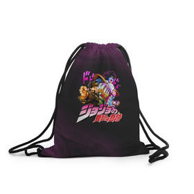 Рюкзак-мешок 3D с принтом JoJo в Ухте, 100% полиэстер | плотность ткани — 200 г/м2, размер — 35 х 45 см; лямки — толстые шнурки, застежка на шнуровке, без карманов и подкладки | adventure | anime | bizarre | jojo | jojo’s | аниме | анимэ | джо | джо джо | джоджо | джонатан джостар | жожо | манга | невероятные приключения | пендлетон | стенд | хамон