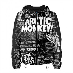 Женская куртка 3D с принтом Arctic Monkeys в Ухте, ткань верха — 100% полиэстер, подклад — флис | прямой крой, подол и капюшон оформлены резинкой с фиксаторами, два кармана без застежек по бокам, один большой потайной карман на груди. Карман на груди застегивается на липучку | arctic monkeys | алекс тёрнер | арктик манкиз | группы | джейми кук | инди | музыка | мэтт хелдерс | ник омэлли | постпанк | рок