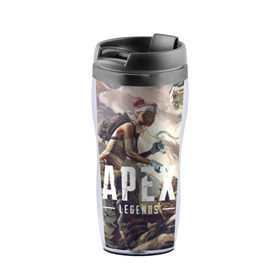 Термокружка-непроливайка с принтом APEX Legends в Ухте, внутренняя часть — пищевой пластик, наружная часть — прозрачный пластик, между ними — полиграфическая вставка с рисунком | объем — 350 мл, герметичная крышка | Тематика изображения на принте: 2 | 2019 | 3 | apex | game | legends | titanfall | игра | титанфолл