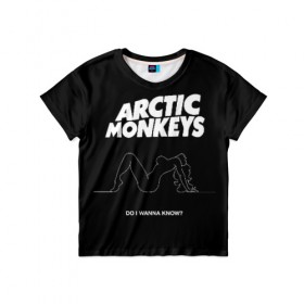 Детская футболка 3D с принтом Arctic Monkeys в Ухте, 100% гипоаллергенный полиэфир | прямой крой, круглый вырез горловины, длина до линии бедер, чуть спущенное плечо, ткань немного тянется | arctic monkeys | алекс тёрнер | арктик манкиз | группы | джейми кук | инди | музыка | мэтт хелдерс | ник омэлли | постпанк | рок