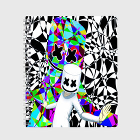 Тетрадь с принтом Marshmello в Ухте, 100% бумага | 48 листов, плотность листов — 60 г/м2, плотность картонной обложки — 250 г/м2. Листы скреплены сбоку удобной пружинной спиралью. Уголки страниц и обложки скругленные. Цвет линий — светло-серый
 | alone | beautiful now | disc | dj | jockey | marshmallow | американский | диджей | дискотека | маршмэллоу | продюсер