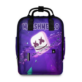 Женский рюкзак 3D с принтом Marshmello в Ухте, 100% полиэстер | лямки с регулируемой длиной, сверху ручки, чтобы рюкзак нести как сумку. Основное отделение закрывается на молнию, как и внешний карман. Внутри два дополнительных кармана, один из которых закрывается на молнию. По бокам два дополнительных кармашка, куда поместится маленькая бутылочка
 | alone | beautiful now | disc | dj | jockey | marshmallow | американский | диджей | дискотека | маршмэллоу | продюсер